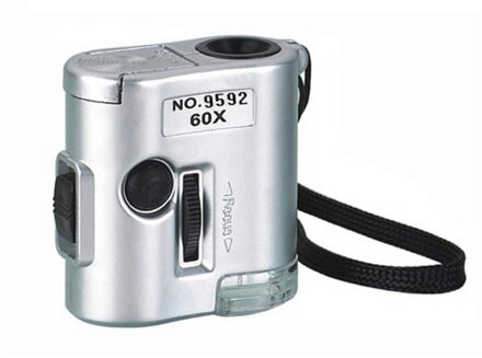 9592 60X Vergrootglas Mini Microscoop Met Led Sieraden Antiek Identificatie Vergrootglas Loupe Glas Led Uv Licht