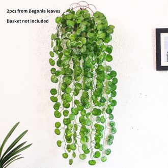 95Cm Groene Kunstmatige Bladeren Plant Vine Wedding Party Familie Tuin Muur Partij Decoratie Wijnstok Muur Klimmer Lvy Krans Begonia leaf