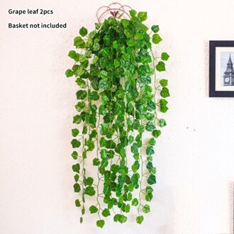 95Cm Groene Kunstmatige Bladeren Plant Vine Wedding Party Familie Tuin Muur Partij Decoratie Wijnstok Muur Klimmer Lvy Krans Grape leaf