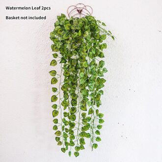 95Cm Groene Kunstmatige Bladeren Plant Vine Wedding Party Familie Tuin Muur Partij Decoratie Wijnstok Muur Klimmer Lvy Krans watermeloen Leaf