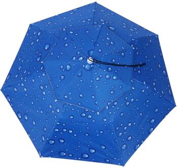 95Cm Outdoor Handsfree Paraplu Zon Regen Wandelen Paraplu Dubbellaags Vissen Paraplu Mannen Outdoor Anti-Uv Paraplu blauw