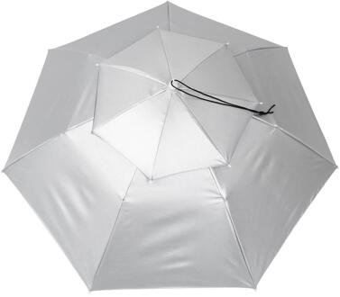 95Cm Outdoor Handsfree Paraplu Zon Regen Wandelen Paraplu Dubbellaags Vissen Paraplu Mannen Outdoor Anti-Uv Paraplu zilver