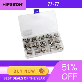95Pcs and 300Pcs Stainless Steel Rivet Nut Rivnut Insert Nutsert KIT M3 M4 M5 M6 M8 M10 for Rivet Nut Gun Riveting Riveter Tool