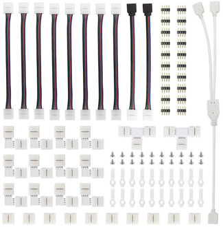95pcs Connector 4 Pin L T Cross Shape PCB Solderless Corner Connector Strip Connector For RGB 5050 Led Strip Light