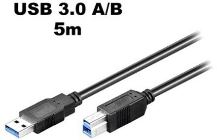96119 USB-kabel 5 m USB 3.2 Gen 1 (3.1 Gen 1) USB A USB B Zwart