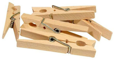 96x stuks Houten wasknijpers van 7 cm - bamboe hout - wasgoed ophangen