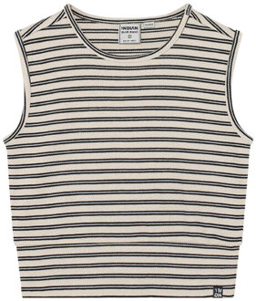 970725 cropped stripe top Beige - 164