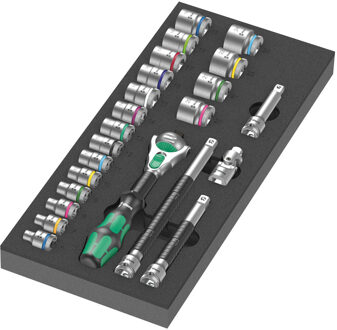 9721 Schuimrubberen inzetstuk met 8000 B Zyklop ratel 3/8" Set 1, 23-delig Gereedschapsset