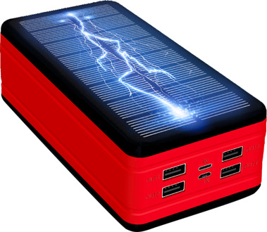 99000Mah Solar Power Bank Powerbank Grote Capaciteit Draagbare Oplader Outdoor Waterdichte Led Poverbank Voor Iphone Xiaomi Samsung rood