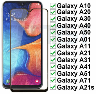 9D 9H Tempered Glass on For Samsung Galaxy A30 A50 A40 A20 A10 A21S Glass A01 A11 A21 A31 A41 A51 A71 Screen Protector Film Case