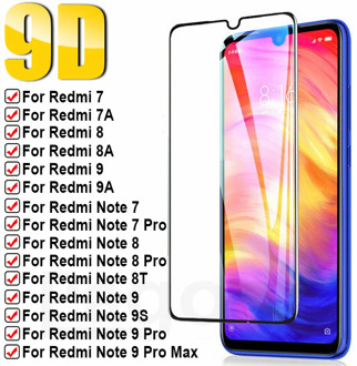 9D 9H Tempered Glass on the For Xiaomi Redmi Note 8T 7 8 9 Pro 9S Full Screen Protector For Redmi 9 9A 9C 8 8A 7 7A Glass Film
