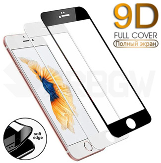 9D Curved Full Cover Tempered Glass On For iPhone 7 8 Plus Soft Edge Screen Protective Glass For iPhone 7 8 6 6S Plus Film Case