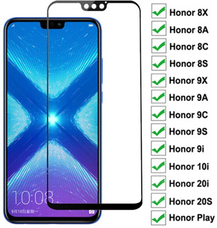 9D Full Glue Protective Glass For Huawei Honor 8X 9X 8A 9A 8C 9C 8S 9S 9i 10i 20i 20S Play Tempered Screen Protector Glass Film