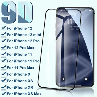 9D Full Protective Glass For iPhone 12 mini 12Pro Max Tempered Screen Protector On The iphone 11 Pro XS Max X XR Glass Film Case