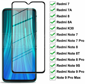 9D Full Protective Glass For Xiaomi Redmi 8 8A 7 7A K30 Tempered Screen Protector Redmi Note 7 8 8T 9S 9 Pro Max Glass Film Case