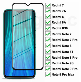9D Full Screen Protective Glass On The Redmi 8 8A 7 7A K30 For Xiaomi Redmi Note 7 8 Pro 9Pro Max 8T 9S Tempered Glass Film Case