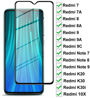 9D Protection Glass For Xiaomi Redmi 9A 9C 7A 8A 10X K20 K30 Pro K30i Screen Protector Redmi Note 8T 9S 7 8 9 Pro Max Glass Film