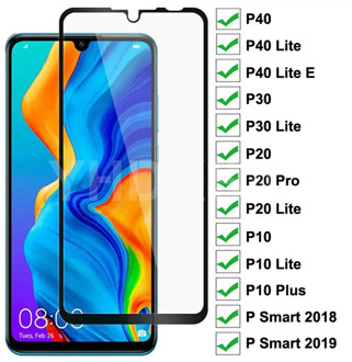 9D Protective Glass For Huawei P20 Pro P10 Lite Plus Screen Protector Glass P30 P40 Lite E P Smart 2019 Tempered Glass Film Case