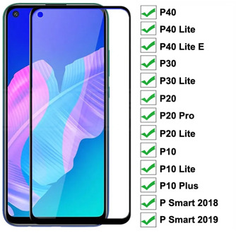 9D Protective Glass on For Huawei P20 Pro P10 Plus P30 P40 Lite E P Smart 2019 Tempered Screen Protector Glass Protection Film