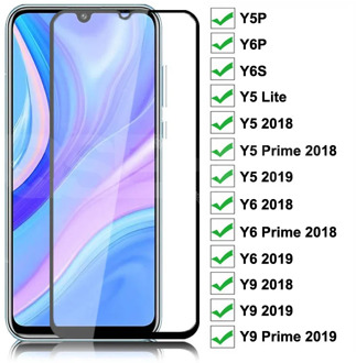 9D Tempered Glass For Huawei Y9 Y6 Y5 Prime 2018 2019 Screen Protector Y5 Lite Y5P Y6P Y6S Y8P Y8S Y9S Safety Protective Glass