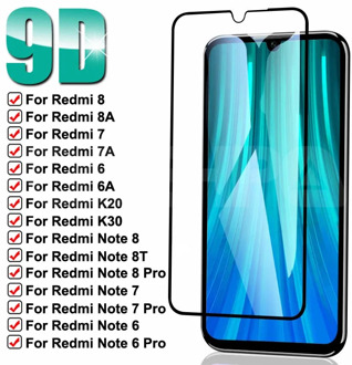 9D Tempered Glass For Xiaomi Redmi 8 8A 7 7A 6 6A K20 K30 Pro Screen Protector Redmi Note 8 8T 7 6 Pro Safety Protective Glass
