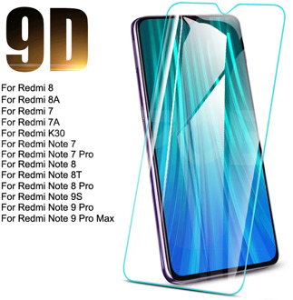 9D Tempered Glass For Xiaomi Redmi 8 8A 7 7A K30 Screen Protector Redmi Note 9S 8 8T 7 9 Pro Max Safety Protective Glass Film