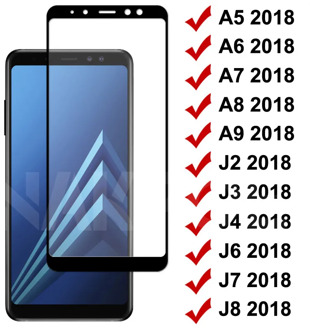 9D Tempered Glass on For Samsung Galaxy A5 A7 A9 J2 J3 J7 J8 2018 Glass A6 A8 J4 J6 Plus 2018 Screen Protector Glass Film Case