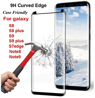 9H Curved Edge Tempered Glass Screen Protector for Samsung Galaxy S8 S9 Plus S7 Edge/ Note 8 9 10 Front Glass Film Case Covers