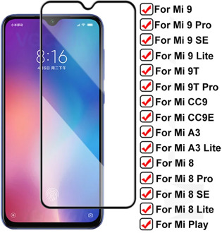 9H hardness Tempered Glass For Xiaomi Mi 9 Lite 9T Pro Mi9 SE Screen Protector Mi 8 A3 Lite CC9 CC9E Play Glass Protection Film