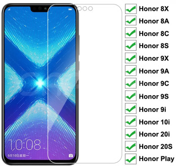 9H Protective Glass For Huawei Honor 8X 8A 8C 8S Tempered Screen Protector Honor 9X 9A 9C 9S 9i 10i 20i 20S Play Glass Film Case