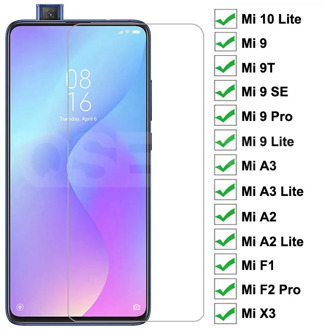 9H Protective Glass For Xiaomi Mi 10 9 A3 A2 Lite Screen Protector Mi 9 SE 9T Pro A1 CC9 CC9E F1 F2 Pro X3 NFC Tempered Glass