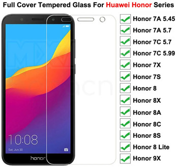 9H Protective Glass on For Huawei Honor 7A 7X 7C 7S Tempered Screen Protector Glass Honor 8 Lite 9X 8X 8A 8C 8S Glass Film Case