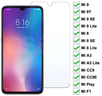 9H Protective Tempered Glass For Xiaomi Mi 9 8 SE 9T Screen Protector Glass on Xiaomi Mi 9 8 A3 Lite CC9 CC9E Play F1 Glass Film