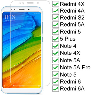 9H Tempered Glass For Xiaomi Redmi 5 Plus 5 5A S2 4A 4X 6 6A Screen Protector Glass Note 4 4X 5 5A 6 Pro Safety Protective Glass