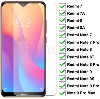 9H Tempered Glass For Xiaomi Redmi 8 8A 7 7A Screen Protector Glass Redmi Note 9S 8 8T 7 9 Pro Max Safety Protective Glass Film