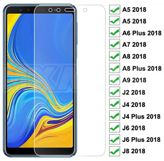 9H Tempered Glass on For Samsung Galaxy A5 A7 A9 J2 J8 2018 A6 A8 J4 J6 Plus 2018 Screen Protector Glass Film Case