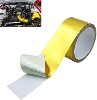 9M X 5Cm Glasvezel Warmte Reflecterende Tape Goud Hoge Temperatuur Warmte En Geluid Shield Wrap Roll Lijm auto Accessoires