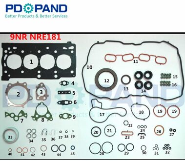 9NR Motorrevisie Wederopbouw Pakking Kit 04111-0Y120 Voor Toyota Corolla/Levin (Hybrid) NRE181 1.2L
