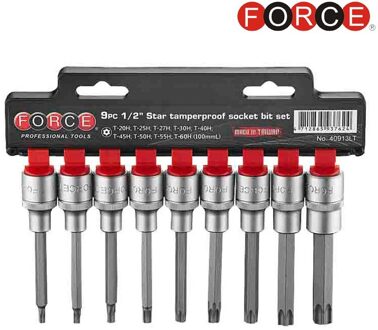 9pc 1/2"DR. Star tamperproof socket bit set (100mmL) 40913LT