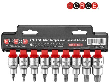 9pc 1/2"DR. Star tamperproof socket bit set 40913T