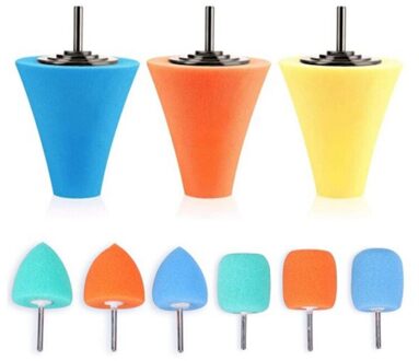 9Pcs 1/4Inch Schacht Spons Buffing & Polijsten Kegel Voor Automotive Auto Wiel Hub Zorg, metal Polish Buffing Polijsten Bal