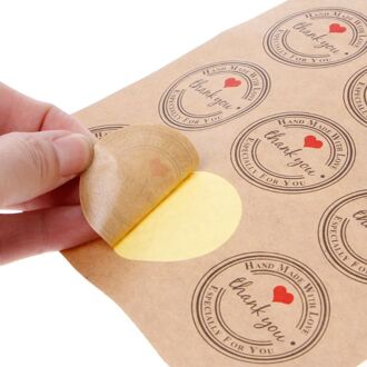 9Pcs 1.6 "Kraftpapier Dank U Zelfklevende Label Afdichting Stickers Ronde Vorm