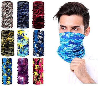 9Pcs Ademende Fietsen Motorfiets Gezichtsmasker Magische Sjaal Outdoor Hoofddeksels Bandana Sport Tube Uv Gezichtsmasker Workout Wandelen