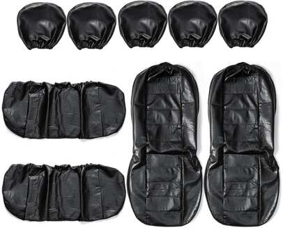 9pcs Antihechtende Universele Auto Stoelhoezen Set PU Lederen Voor Achter Zitkussen Voertuig Seat Protector Auto Accessoires 9stk