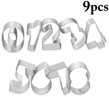 9Pcs Cookie Pastry Maker Draagbare Cookie Cutter Rvs Deeg Biscuit Snijgereedschap Nummer Vormige Keuken Gadgets