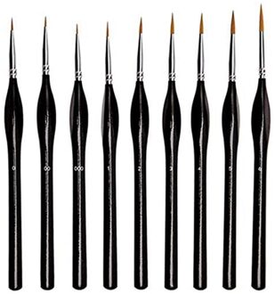 9Pcs Detail Kwast Set Miniatuur Fijne Schilderij Borstels Kunstenaar Detail Verf Borstel Voor Acryl, Nail, Aquarel
