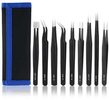 9Pcs Esd Pincet Set Hoge Presision Rvs Tweezer Elektronische Tools Voor Elektronische Horloge Sieraden Mobiele Telefoon Reparatie