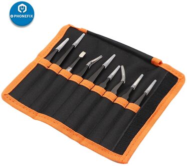 9Pcs Esd Roestvrijstalen Pincet Anti-Statische Pincet Voor Mobiele Telefoon Pcb Bga Reparatie Onderhoud Handgereedschap Met carring Bag