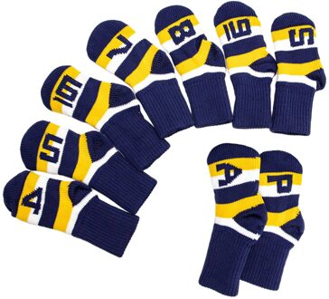 9Pcs Gebreide Golf Club Protector Iron Head Cover Case Wedge Sok Headcover marine