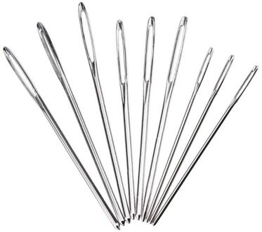 9pcs Grote Eye Metalen Naalden Kruissteek Breien Haaknaald Set Kit